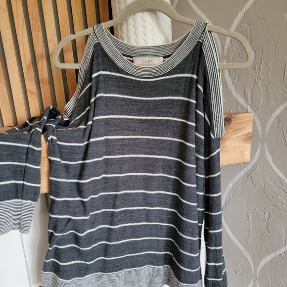 Loft Blue Striped Sweater - Picture 1 of 4